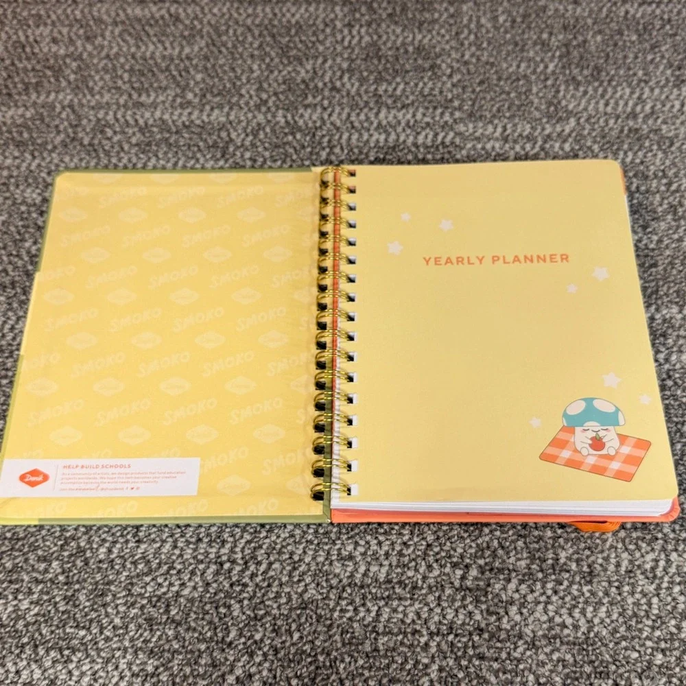 Smoko x Denik Mushroom Garden Undated Monthly Weekly Planner Vegan Leather 7x9